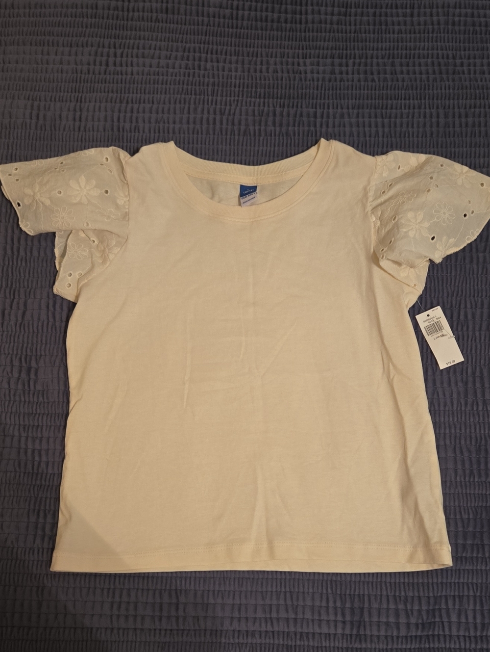 Girls Cream Eyelet Flutter Sleeve Top Old Navy Siz 10/12 NWT